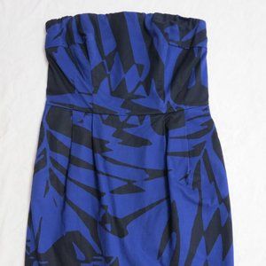 EXPRESS DESIGN STUDIO Dark Blue and Black Print Strapless Dress Size 8 Lined